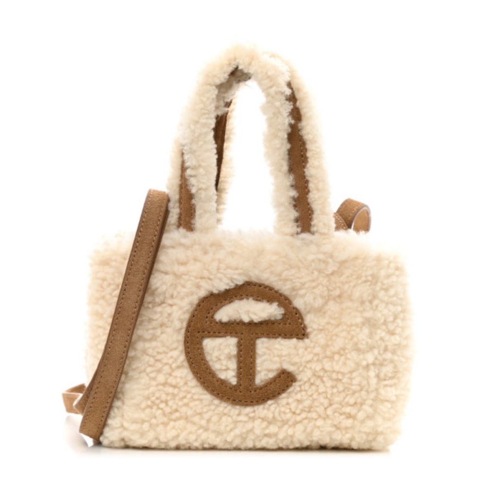 TELFAR X UGG Suede Shearling Reverse Small Shopping Bag Natural